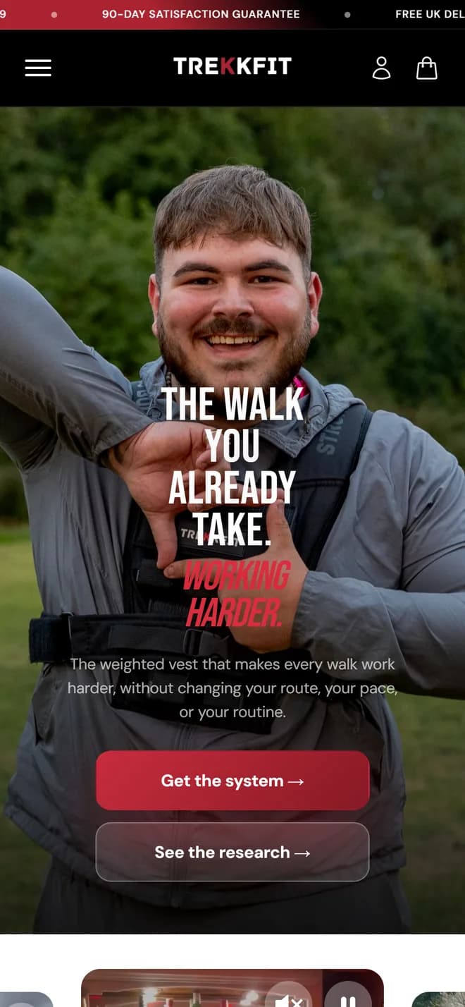 Trekkfit mobile storefront homepage